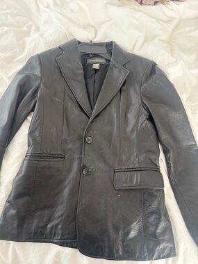 Banana Republic Black Leather Blazer Jacket